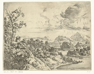 Flodlandskab med en mand med et jakkesæt på ryggen Rhinlandskaber (serietitel)
