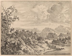 Udsigt over floden Rhinen af Jan van Aken after Herman Saftleven