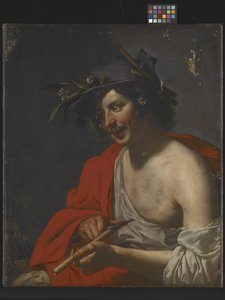 Shepherd Trimming His Flute (olie på lærred) af Jan van Bijlert or Bylert