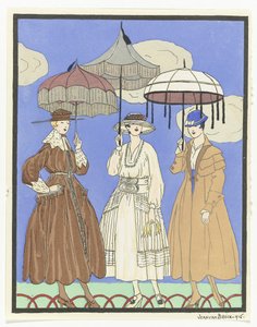 Tre paraplyer Tre kvinder med paraplyer, 1916 af Jan van Brock