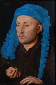 Portræt af en mand med en blå chaperon Mand med ring af Jan van Eyck