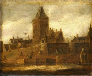 Udsigt over Valkhof i Nijmegen af Jan van Goyen (manner of)