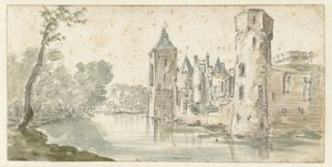 Udsigt over slottet Egmond af Jan van Goyen (possibly)