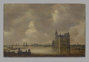 Et slot ved en flod af Jan van Goyen