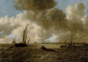Et stormfuldt havlandskab af Jan van Goyen