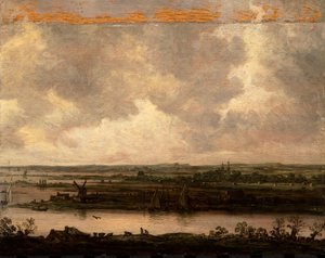 Panoramaudsigt over floden Spaarne og Haarlemmermeer af Jan van Goyen