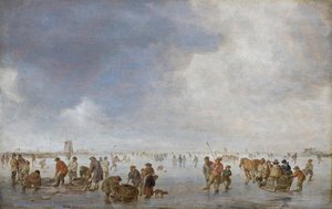 Vinterscene på isen af Jan van Goyen