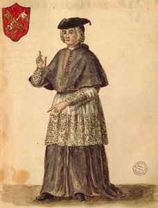 Pavelig legat i Serenissima, af Jan van Grevenbroeck eller Giovanni Grevembroch (1731-1807), Gli Donne de Veneziani, fra illustreret bog med kostumer, akvarel af Jan van Grevenbroeck