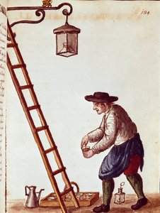 Lille metier: belysningslamper Akvareltegning og blæk efter et manuskript af Jan van Grevenbroeck (eller Giovanni Grevembroch (Grevenbroch) (1731-1807) af Jan van Grevenbroeck