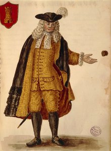 Spansk ambassadør, af Jan van Grevenbroeck eller Giovanni Grevembroch (1731-1807), Gli Abiti de Veneziani, fra illustreret bog med kostumer, akvarel af Jan van Grevenbroeck