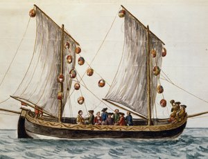 Venetiansk båd udsmykket til Forløserfesten, af Jan Grevenbroeck (1731-1807), akvarel, Italien af Jan van Grevenbroeck
