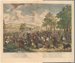 Rytterslag, c. 1702 Praelium i Belgien / Slaget om Holland (titel på objekt) af Jan van Huchtenburg