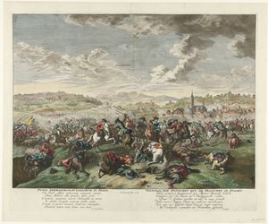 Rytterslag i Norditalien, ca. 1702-1703 Pugna Germanorum et Gallorum in Italia / Tyskernes slag med franskmændene i Italien (titel på objektet) af Jan van Huchtenburg