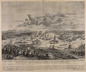Accurata delineatio praelii Hochstetensis quo ingenti Gallorum et Bavarorum exercitu profligato caeso capto ...  Præcis gengivelse af det berømte slag ved Hochstet ... af Jan van Huchtenburgh
