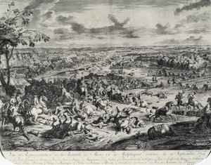 Kampscener fra: Dumont et Rousset, Histoire militaire du Prince Eugene (1663-1736), serie på otte kobberstik af Jan van Huchtenburgh