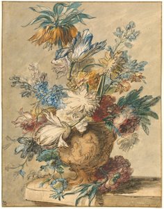 Buket forårsblomster i en terracotta vase af Jan van Huysum