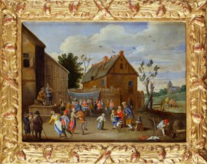 En bryllupsfest i en gårdhave til en kro af Jan van Kessel