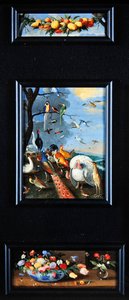 Stilleben tableauer - krans af frugt, forskellige fugle, buketter af Jan van Kessel the Elder