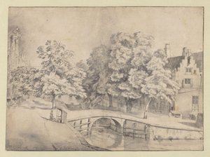 Udsigt over Leidsegracht i Amsterdam, set fra Keizersgracht af Jan van Kessel