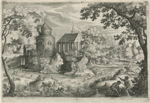 Hjortejagt ved et kapel af Jan van Londerseel