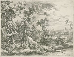 Landskab med Abraham, der beder de tre engle om at skåne Sodoma