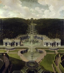 Udsigt fra grotten med springvand fra kaskaderne til ottekanten, efter 1716