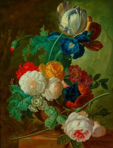 Blomsterstykke (olie på træpanel)