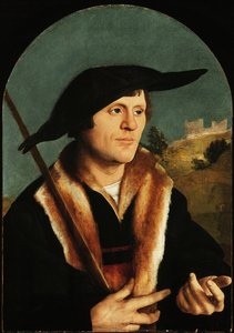 En pilgrim, ca. 153040 (olie på buet masonitpanel) af Jan van Scorel