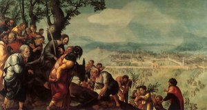 Kristi indtog i Jerusalem, midterpanel fra en triptykon, ca. 1526 af Jan van Scorel