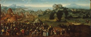 Landskab med turnering og jægere af Jan van Scorel