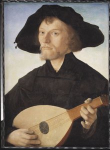 Portræt af en lutspiller af Jan van Scorel