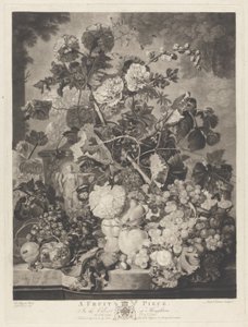 A Fruit Piece, graveret af Richard Earlom, 1781 af Jan van after Huysum