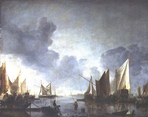 En ro, med en dignitær indvarslet i en statspram og fiskere i forgrunden