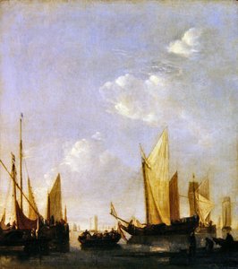 Forsendelse forankret i et roligt hav, ca. 1650 (olie på panel)