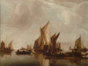 En statsyacht og andet fartøj i roligt vand, ca. 1660.