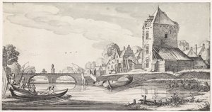 Landsby ved floden Plaisante landskaber og underholdende digte (serietitel) af Jan van de Velde (II)