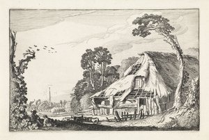 Figurer ved en forfalden lade Landskaber (serietitel) Amenissimae aliquot requculae (serietitel) af Jan van de Velde (II)