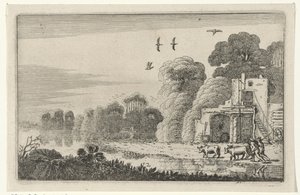 Figuren met koeien bij een ruïne Ruiner (serietitel) (serietitel)