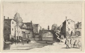Udsigt over en kanal i en by Seascapes (serietitel) af Jan van de Velde (II)