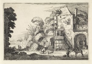 Kro i et landskab Landskaber (serietitel) Amenissimae aliquot requculae (serietitel) af Jan van de Velde (II)