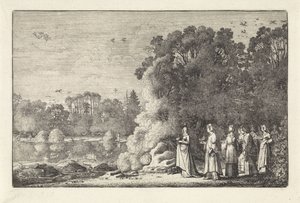 Landskab med Merkur og Herse Landskaber (serietitel) Amenissimae aliquot requculae (serietitel) af Jan van de Velde (II)