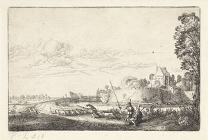 Landskab med Zijlpoort i Haarlem Landskaber (serietitel) Amenissimae aliquot requculae (serietitel) af Jan van de Velde (II)