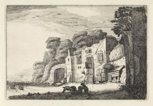 Landskab med den fortabte søn med grisene Landskaber (serietitel) Amenissimae aliquot requculae (serietitel) af Jan van de Velde (II)