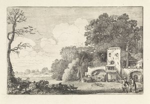 Landskab med afskedigelsen af ​​Hagar og Ismael Landskaber (serietitel) Amenissimae aliquot requculae (serietitel) af Jan van de Velde (II)