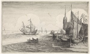 Skibe ud og kyst ved en kirke Seascapes (serietitel)