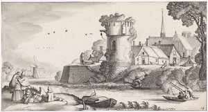 Vagttårn ved en flod Legende landskaber og underholdende digte (serietitel) af Jan van de Velde (II)