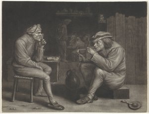 Pub scene med mand tænder en pibe