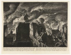 Slukning af den kraftige brand på Elandsgracht, 1679 Swaaren brænder, til Amsterdam, mellem d