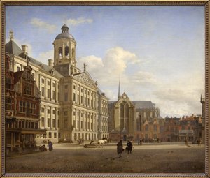 Dæmningen med det nye rådhus i Amsterdam