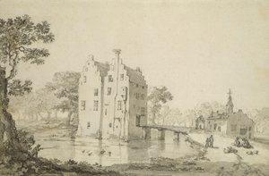 Zuylenburgh Castle (Slot Zuylen) (pen og blyant på papir) af Jan van der Heyden